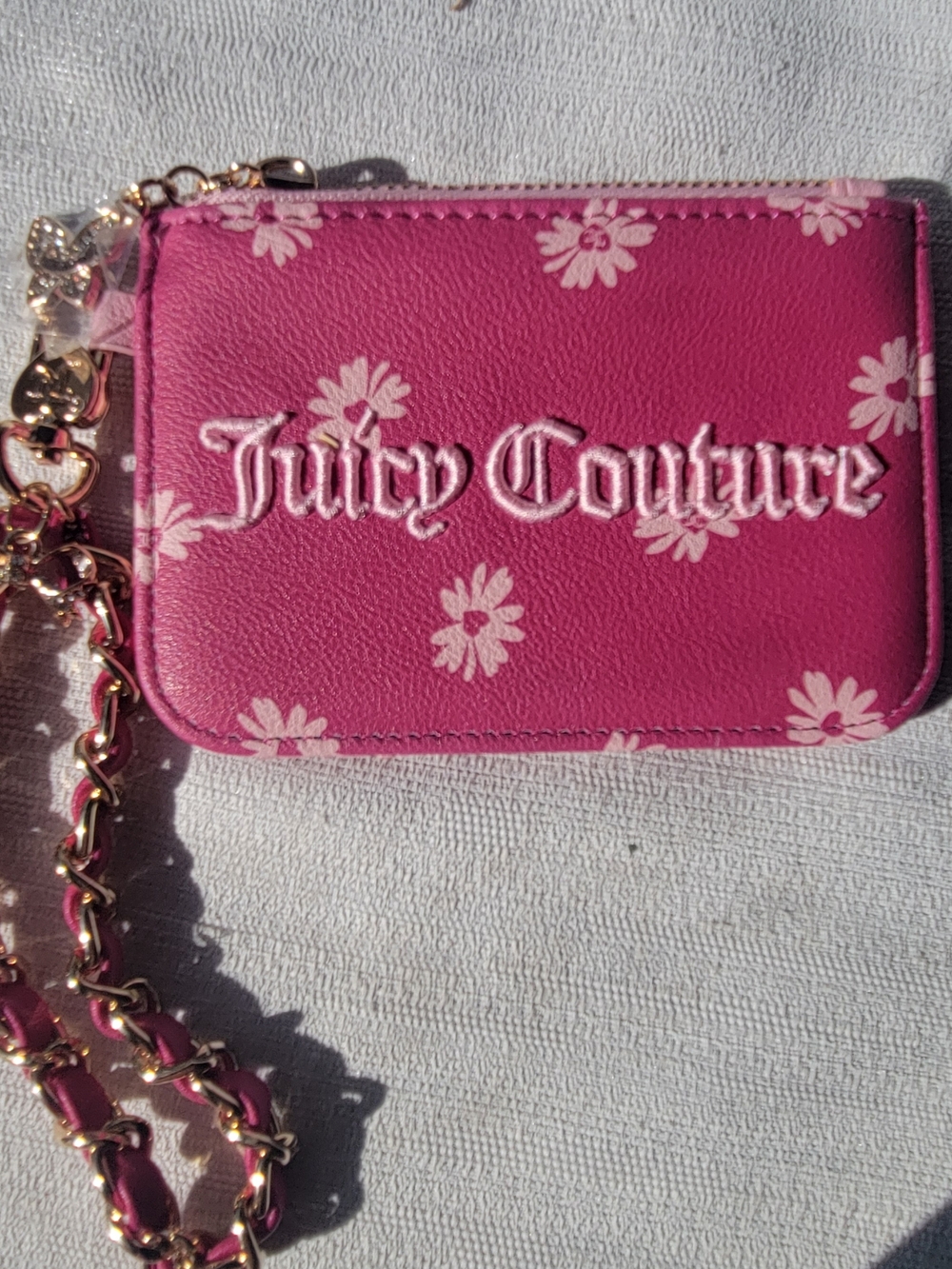 Juicy Couture Hot Pink Floral Daisy Card Holder with Wristlet